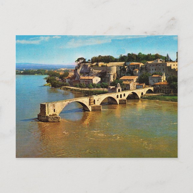 Vintage France, Avignon; broken bridge Postcard (Front)