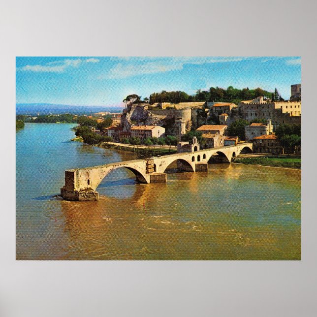 Vintage France, Avignon; broken bridge Poster (Front)