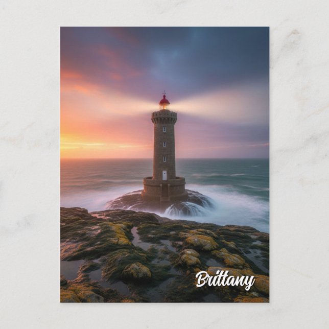 Vintage France Brittany Lighthouse Postcard (Front)