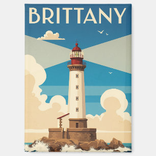 Vintage France Brittany Lighthouse Postcard Magnet