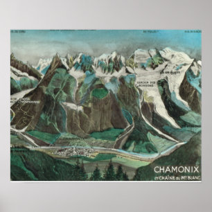 Vintage France, Chamonix Mont Blanc Poster