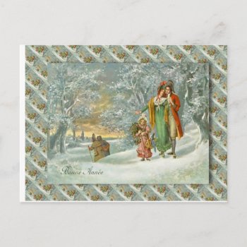 Vintage France  Christmas  Family In The Forest Holiday Postcard by Franceimages at Zazzle