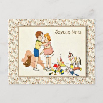 Vintage France  Christmas  I Really Want A Kiss Holiday Postcard by Franceimages at Zazzle