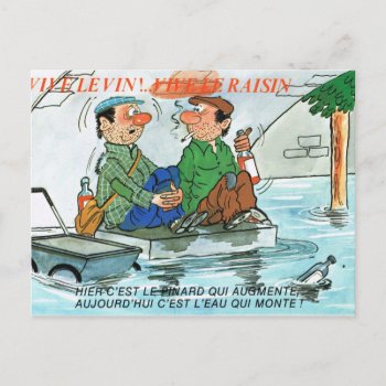 Vintage France  Comic Fishermen  Vive Le Vin Postcard by Franceimages at Zazzle