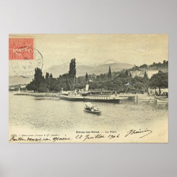 Vintage France  Evian Les Bains  Pleasure Steamer Poster by Franceimages at Zazzle