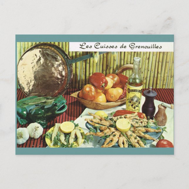 Vintage France, food, Les Cuisses de Grenouilles Postcard (Front)