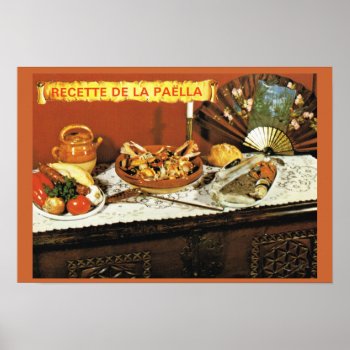 Vintage France  Food  Recette De La Paella Poster by Franceimages at Zazzle