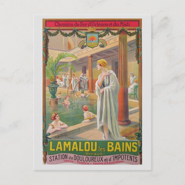 Vintage France French Spa Hot Springs Travel Postcard (Front)