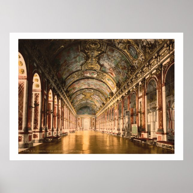 Vintage France, Gallery of Mirrors Versailles Poster (Front)