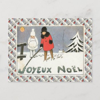 Vintage France  Girls In A Snowy Landscape Postcard by Franceimages at Zazzle