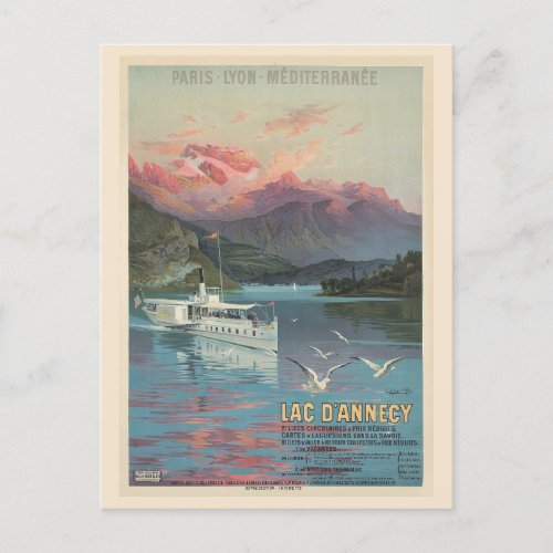 Vintage France Lake Annecy French Travel Postcard