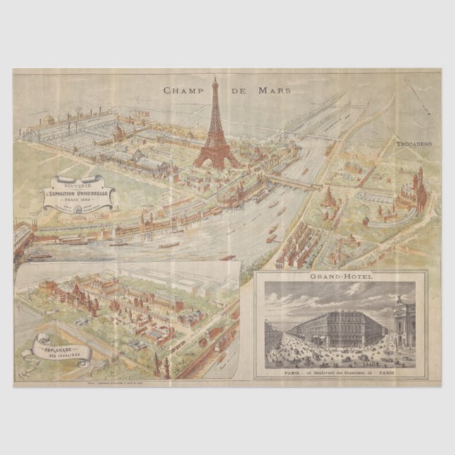 Vintage France Map Tissue Paper or Decoupage (Front)