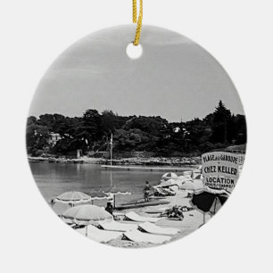 Vintage France Nice Antibes The Garoupe beach Ceramic Ornament