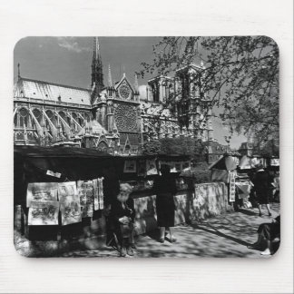 Vintage France Paris Dame Cathedral booksellers Mouse Pad