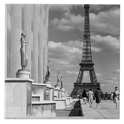 Vintage France Paris Eiffel tower Chaillot palace Ceramic Tile