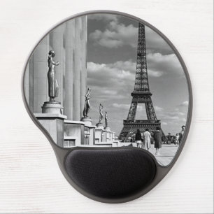 Vintage France Paris Eiffel tower Chaillot palace Gel Mouse Pad