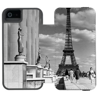 Vintage France Paris Eiffel tower Chaillot palace iPhone SE/5/5s Wallet Case