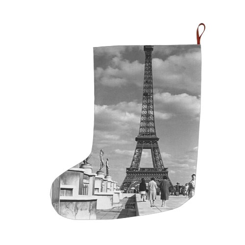 Vintage France Paris Eiffel tower Chaillot palace Large Christmas Stocking