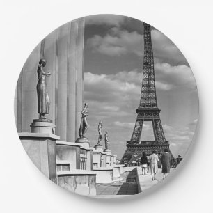 Vintage France Paris Eiffel tower Chaillot palace Paper Plates