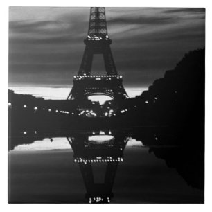 Vintage France Paris Eiffel tower reflection Ceramic Tile