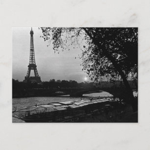 Vintage France Paris Eiffel tower sunset Postcard