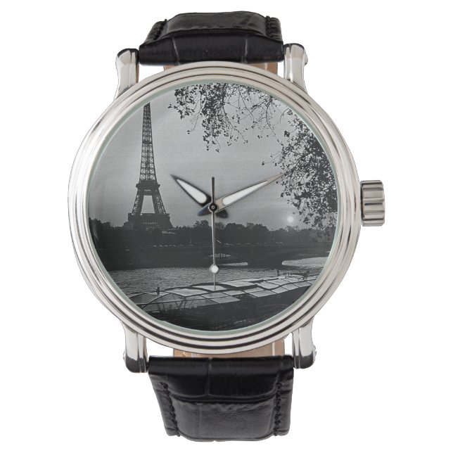 Vintage France Paris Eiffel tower sunset Watch (Front)