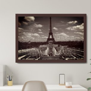 Vintage France Paris Fontains Tower Eiffel Framed Art