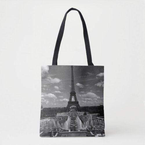 Vintage France Paris Fontains Tower Eiffel Tote Bag