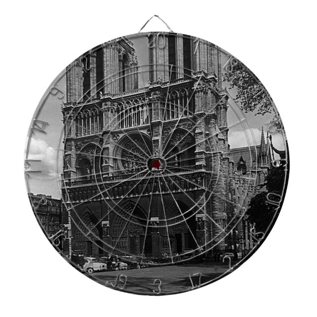 Vintage France Paris Notre Dame Cathedral Dart Board (Front)