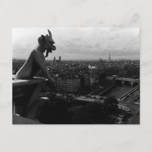 Vintage France Paris Notre Dame Cathedral devil Postcard