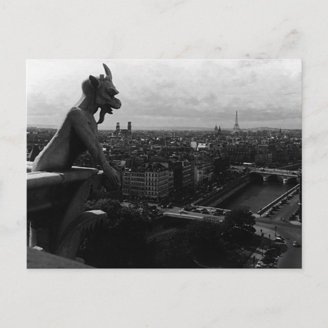 Vintage France Paris Notre Dame Cathedral devil Postcard (Front)