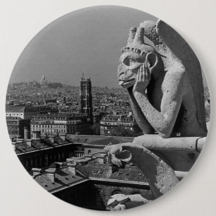 Vintage France Paris Notre Dame Cathedral thinker Button