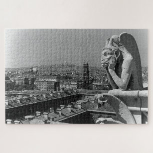 Vintage France Paris Notre Dame Cathedral thinker Jigsaw Puzzle