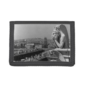 Vintage France Paris Notre Dame Cathedral thinker Tri-fold Wallet