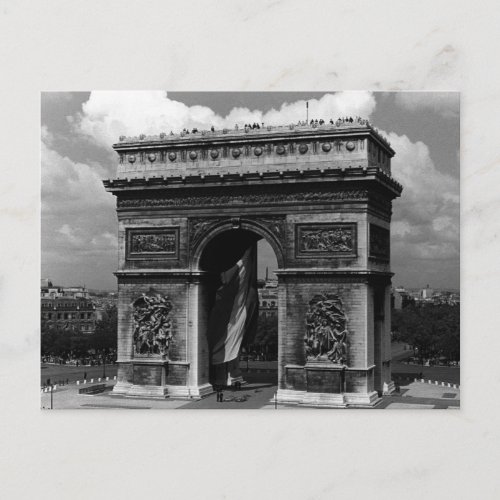 Vintage France Paris Triumphal arch Place Etoile Postcard
