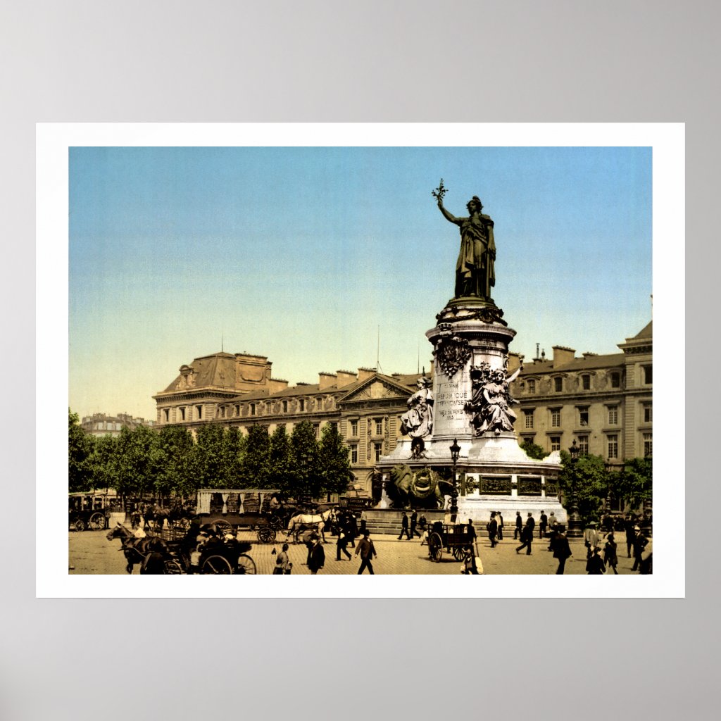 Vintage France poster, Place de la République Paris