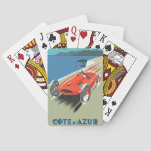 Vintage France Race Car Travel Poster Poker Cards