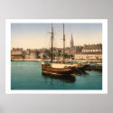 Vintage French poster, Ships in Saint Malo Harbour