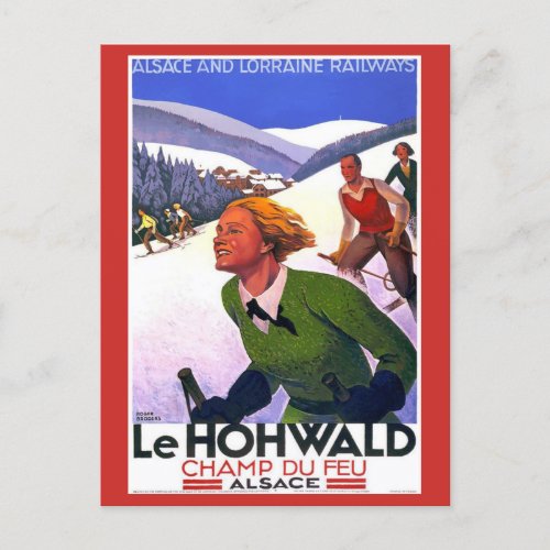 Vintage France Ski Alsace Lorraine Railway Travel Postcard