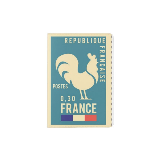 Vintage France Stamp Passport Holder Cover Case (Front)