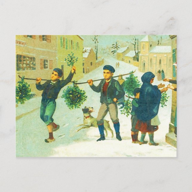 Vintage France Town Christmas Postcard (Front)