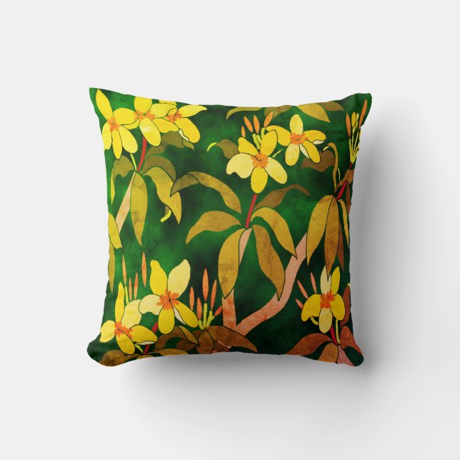 Vintage Frangipani Throw Pillow (Front)