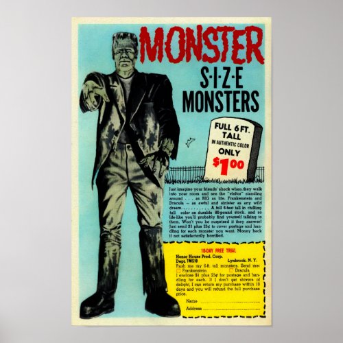 Vintage Frankenstein Mail Order Poster