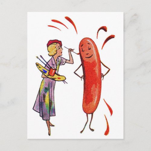 Vintage Frankfurter Hot Dog Artist Postcard