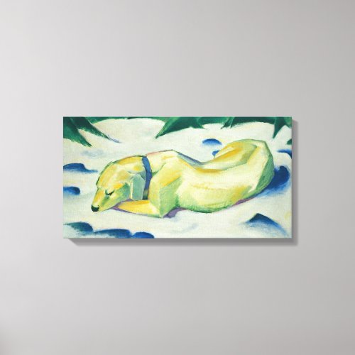 Vintage Franz Marc Dog Lying in the Snow Canvas Print