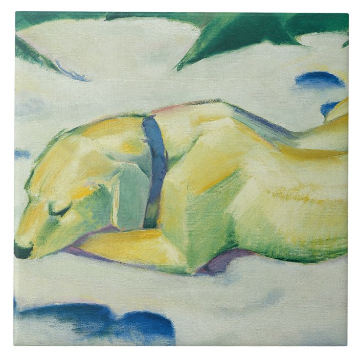 Vintage Franz Marc Dog Lying In The Snow Tile Zazzle Com