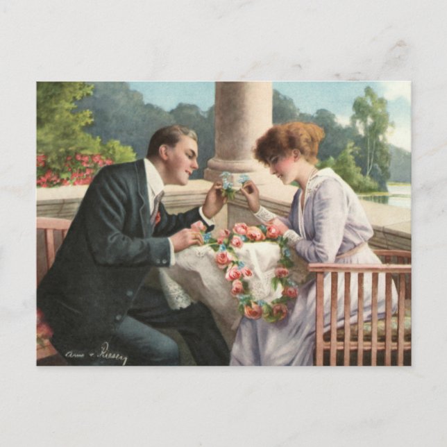 Vintage Frau und Herr, Liebe Postcard (Front)