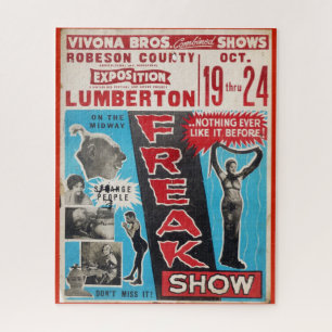 Vintage Freak Show Poster Puzzle Circus Sideshow A