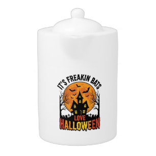 Vintage Freakin Bats Love Halloween Shirt Design_1 Teapot