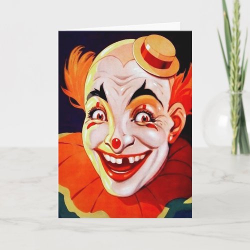 Vintage Freaky Clown Birthday Card